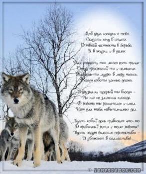 Картинка со стихами в день рождения мужчине с волками