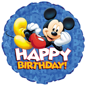 Открытка на день рождения мультяшная с Микки Маусом - Happy Birthday