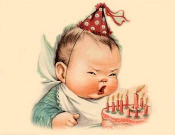 Советская открытка с карапузом на день рождения
