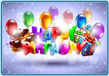 Открытка Happy Birthday в шарах на день рождения